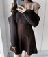 Two-Tone Shoulder Cutout Knit Top